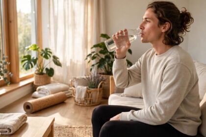 Portable Sauna Reviews, Guides and Comparisons 14 Man drinking water after a portable sauna session